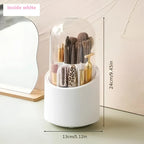 360° Rotating Makeup Brush Organizer Box, 7 Slots Transparent Cosmetic Storage Box